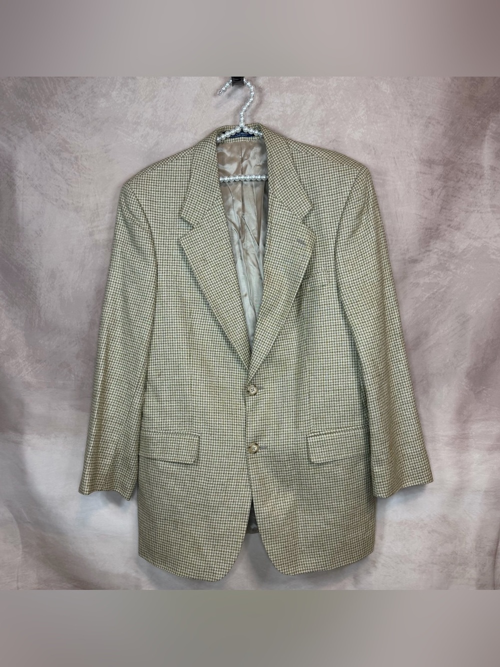 Kasper Men's Beige Houndstooth Sport Coat